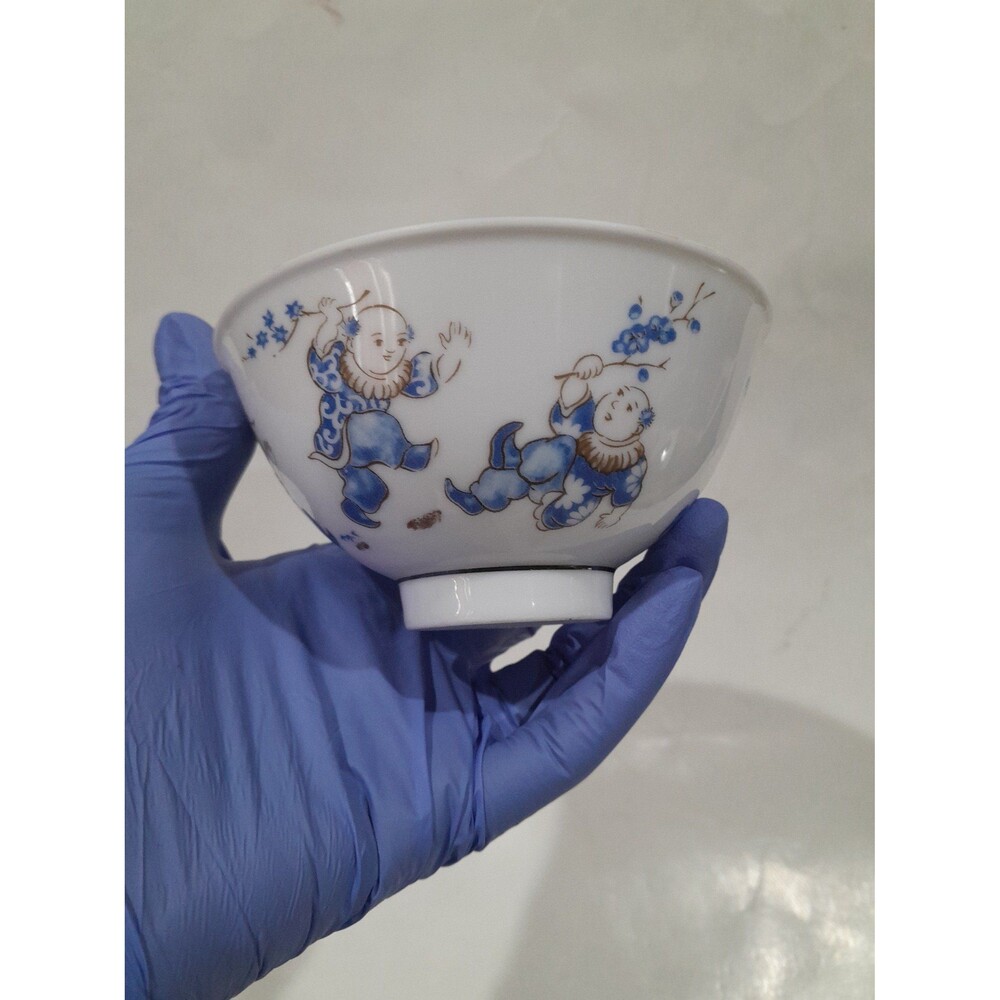 Vintage Chinese Blue and White Porcelain Rice Bowls, National China